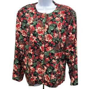 Worthington Floral Paisley Button Down Blouse 24W Made in USA